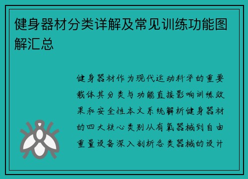 健身器材分类详解及常见训练功能图解汇总